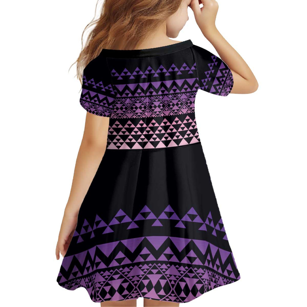 Maori Niho Taniwha Te Wheiao Kid Short Sleeve Dress Waiporoporo - Aussie Hoodie