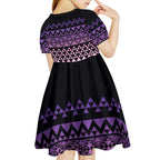 Maori Niho Taniwha Te Wheiao Kid Short Sleeve Dress Waiporoporo - Aussie Hoodie