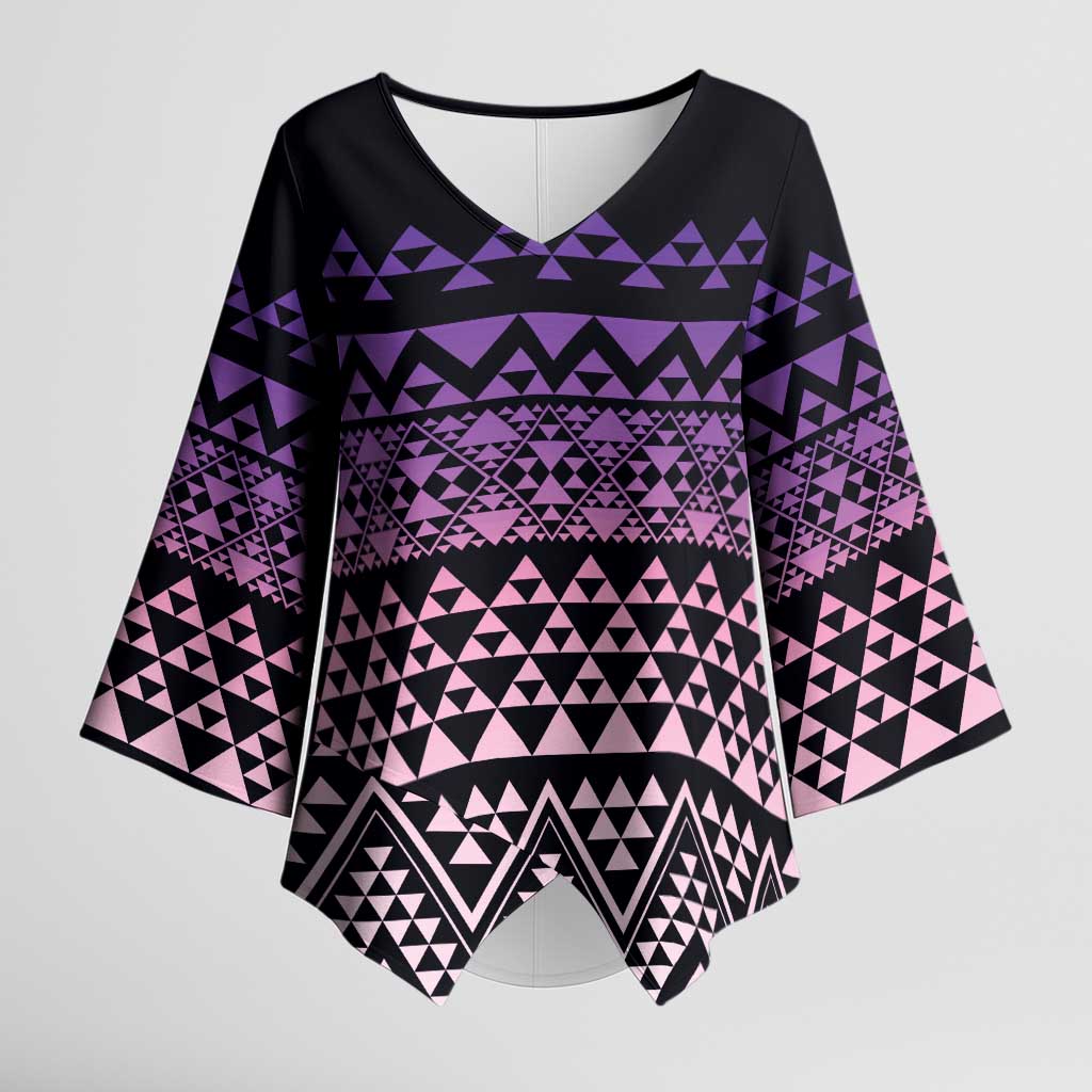Maori Niho Taniwha Te Wheiao Kimono Sleeve Blouse Waiporoporo - Aussie Hoodie