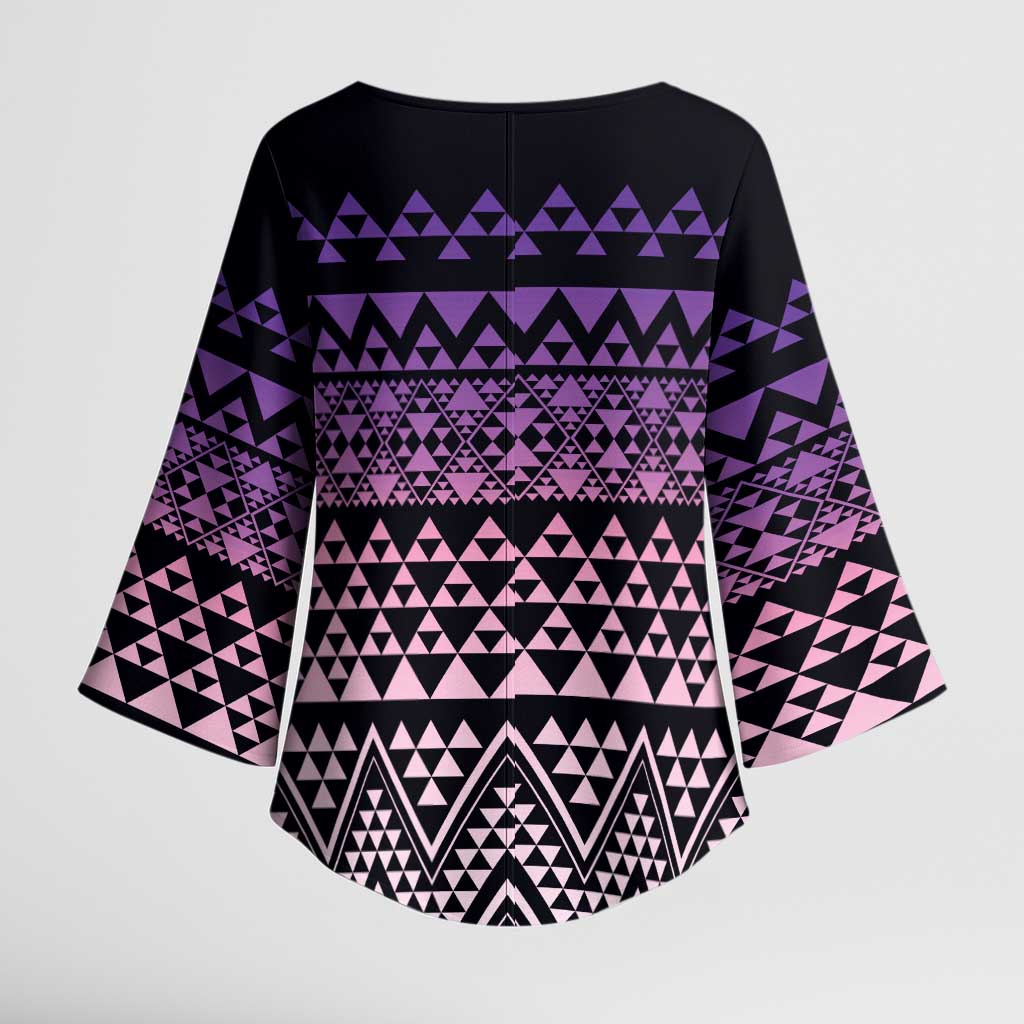 Maori Niho Taniwha Te Wheiao Kimono Sleeve Blouse Waiporoporo - Aussie Hoodie