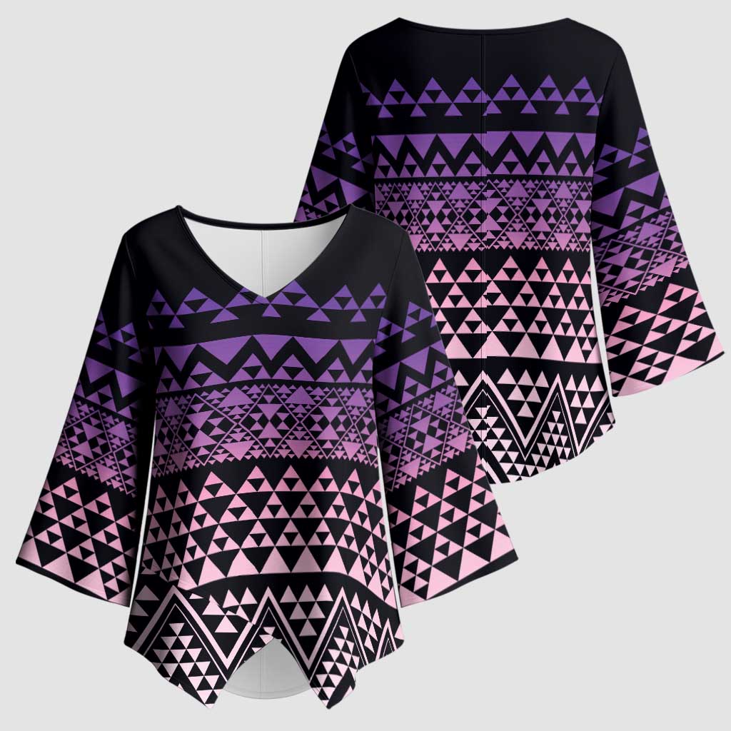 Maori Niho Taniwha Te Wheiao Kimono Sleeve Blouse Waiporoporo - Aussie Hoodie