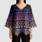 Maori Niho Taniwha Te Wheiao Kimono Sleeve Blouse Waiporoporo - Aussie Hoodie