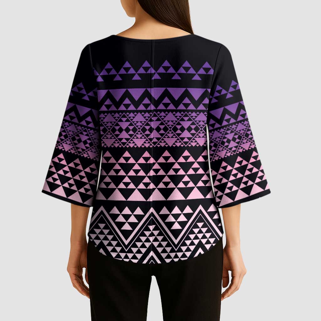 Maori Niho Taniwha Te Wheiao Kimono Sleeve Blouse Waiporoporo - Aussie Hoodie