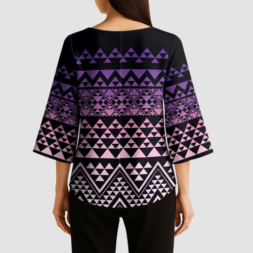 Maori Niho Taniwha Te Wheiao Kimono Sleeve Blouse Waiporoporo - Aussie Hoodie