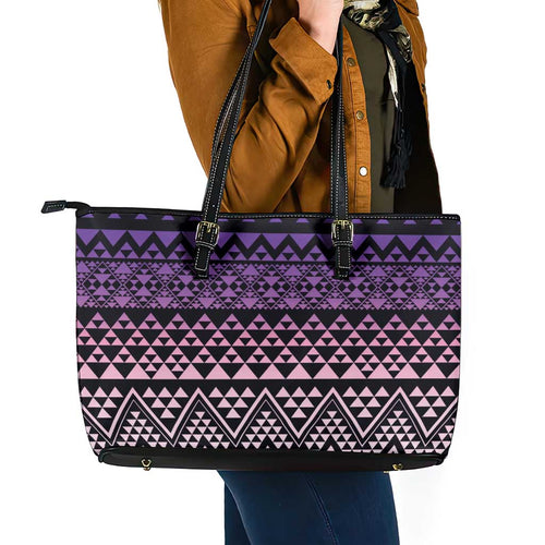 Maori Niho Taniwha Te Wheiao Leather Tote Bag Waiporoporo - Aussie Hoodie