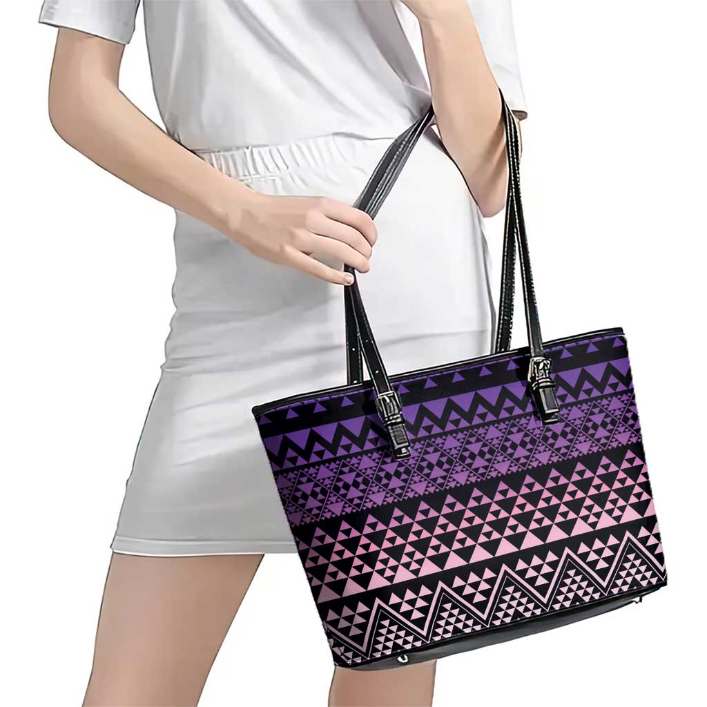 Maori Niho Taniwha Te Wheiao Leather Tote Bag Waiporoporo - Aussie Hoodie
