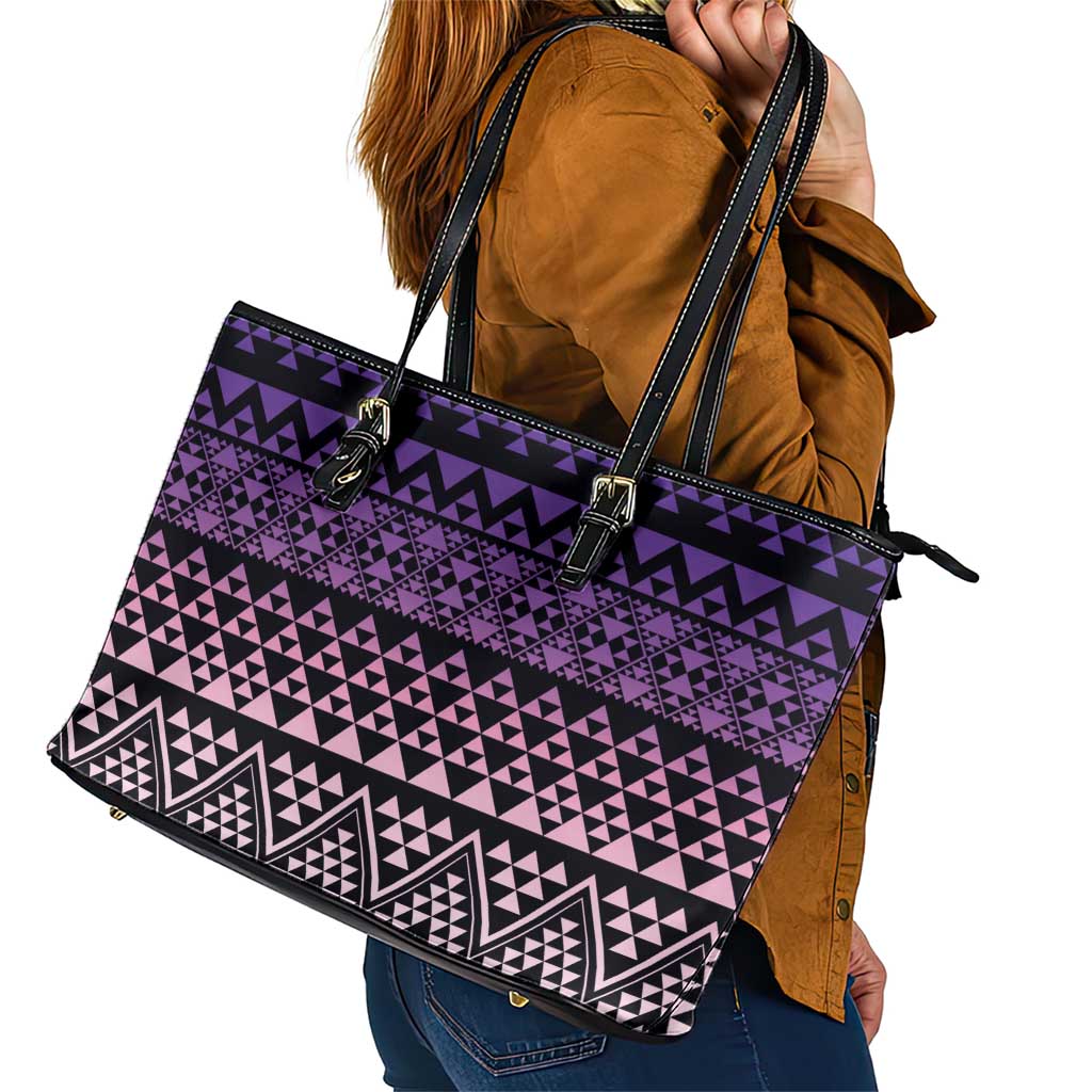 Maori Niho Taniwha Te Wheiao Leather Tote Bag Waiporoporo - Aussie Hoodie