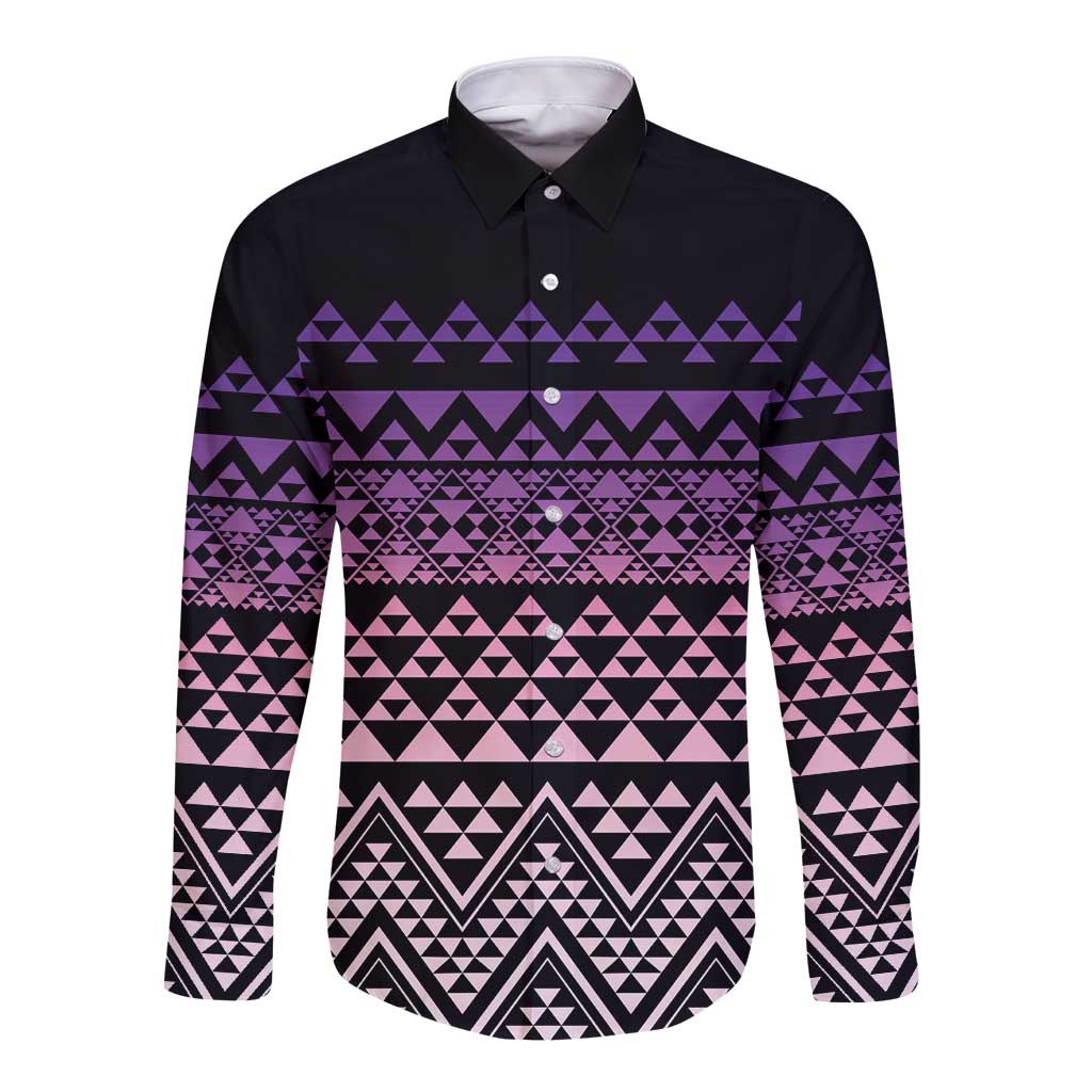 Maori Niho Taniwha Te Wheiao Long Sleeve Button Shirt Waiporoporo - Aussie Hoodie