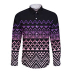 Maori Niho Taniwha Te Wheiao Long Sleeve Button Shirt Waiporoporo - Aussie Hoodie