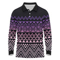 Maori Niho Taniwha Te Wheiao Long Sleeve Polo Shirt Waiporoporo - Aussie Hoodie
