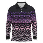 Maori Niho Taniwha Te Wheiao Long Sleeve Polo Shirt Waiporoporo - Aussie Hoodie