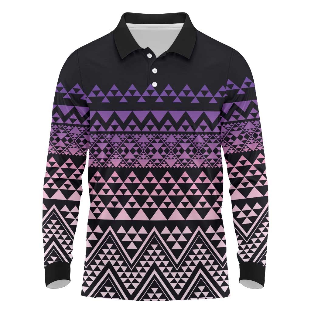 Maori Niho Taniwha Te Wheiao Long Sleeve Polo Shirt Waiporoporo - Aussie Hoodie