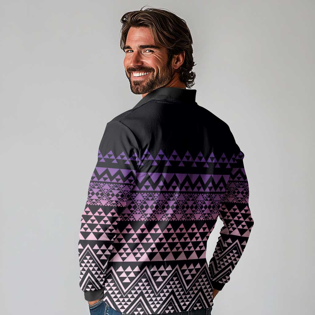 Maori Niho Taniwha Te Wheiao Long Sleeve Polo Shirt Waiporoporo - Aussie Hoodie