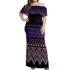 Maori Niho Taniwha Te Wheiao Off Shoulder Maxi Dress Waiporoporo - Aussie Hoodie