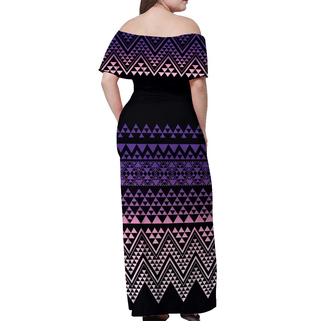 Maori Niho Taniwha Te Wheiao Off Shoulder Maxi Dress Waiporoporo - Aussie Hoodie