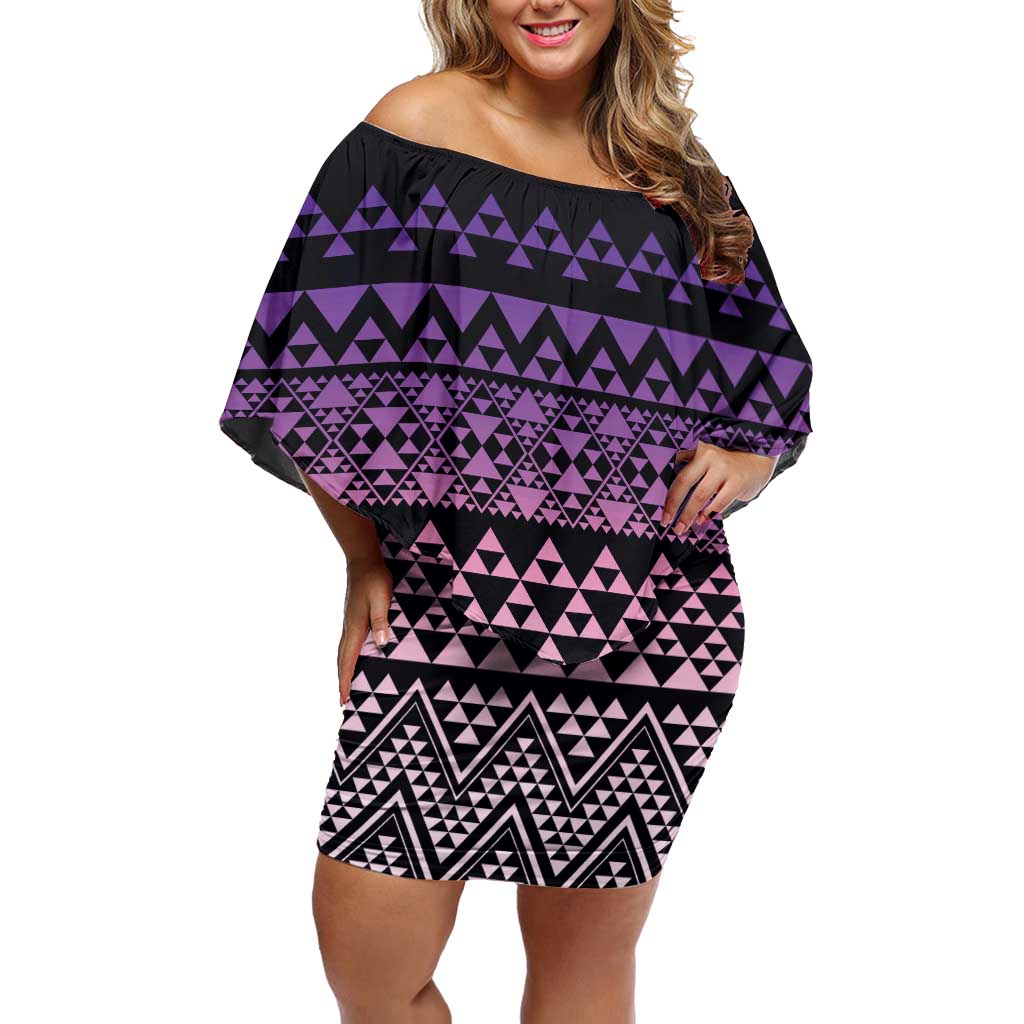 Maori Niho Taniwha Te Wheiao Off Shoulder Short Dress Waiporoporo - Aussie Hoodie