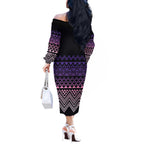 Maori Niho Taniwha Te Wheiao Off The Shoulder Long Sleeve Dress Waiporoporo - Aussie Hoodie