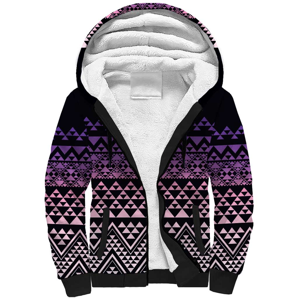 Maori Niho Taniwha Te Wheiao Sherpa Hoodie Waiporoporo - Aussie Hoodie