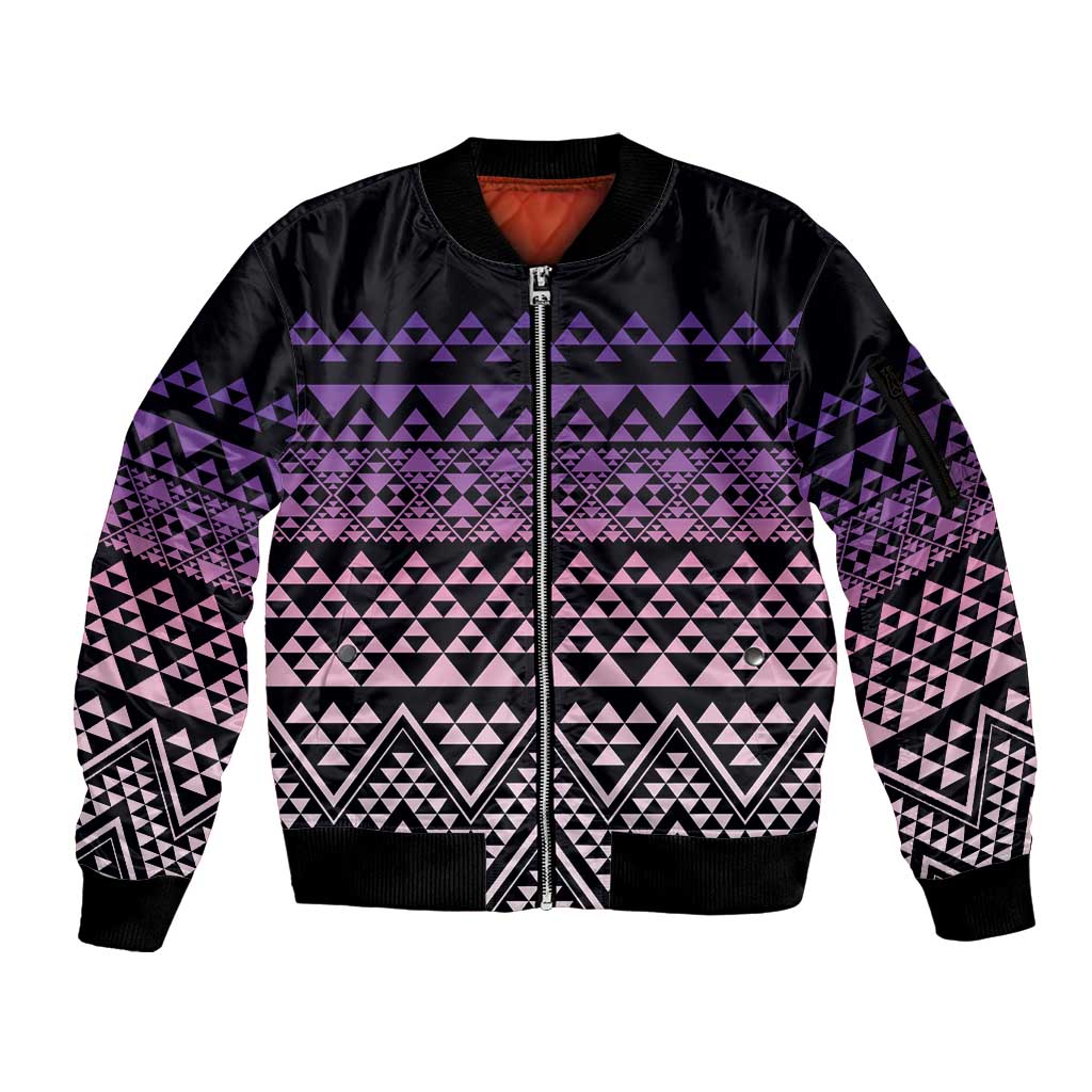 Maori Niho Taniwha Te Wheiao Sleeve Zip Bomber Jacket Waiporoporo - Aussie Hoodie