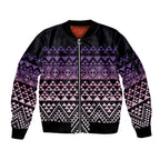 Maori Niho Taniwha Te Wheiao Sleeve Zip Bomber Jacket Waiporoporo - Aussie Hoodie