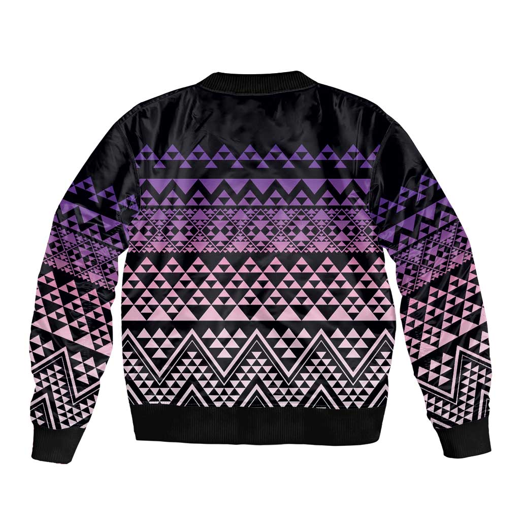 Maori Niho Taniwha Te Wheiao Sleeve Zip Bomber Jacket Waiporoporo - Aussie Hoodie