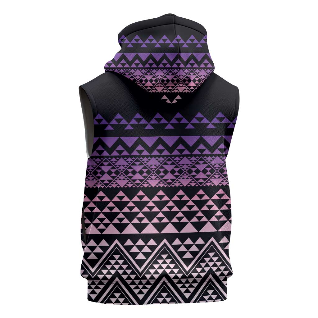 Maori Niho Taniwha Te Wheiao Sleeveless Hoodie Waiporoporo - Aussie Hoodie