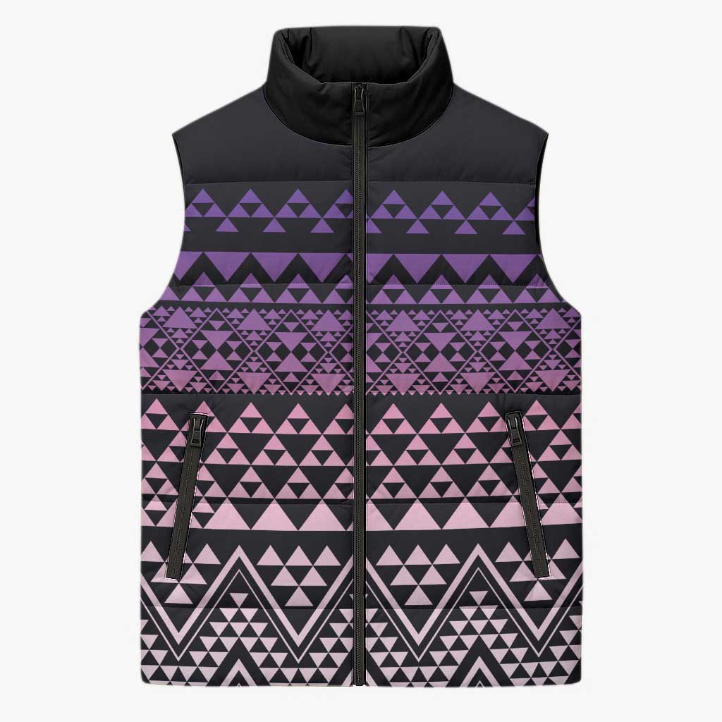 Maori Niho Taniwha Te Wheiao Sleeveless Puffer Jacket Waiporoporo - Aussie Hoodie
