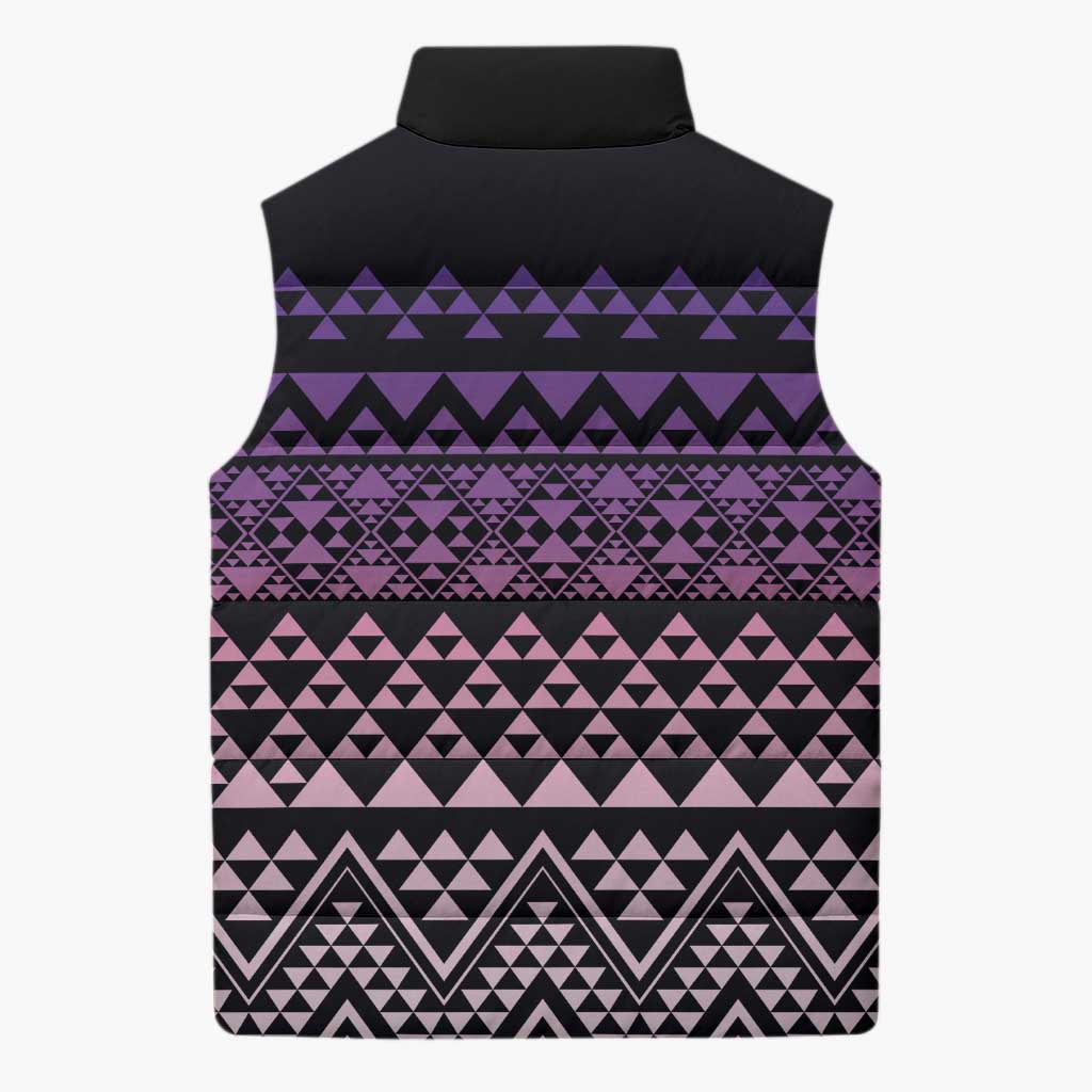 Maori Niho Taniwha Te Wheiao Sleeveless Puffer Jacket Waiporoporo - Aussie Hoodie