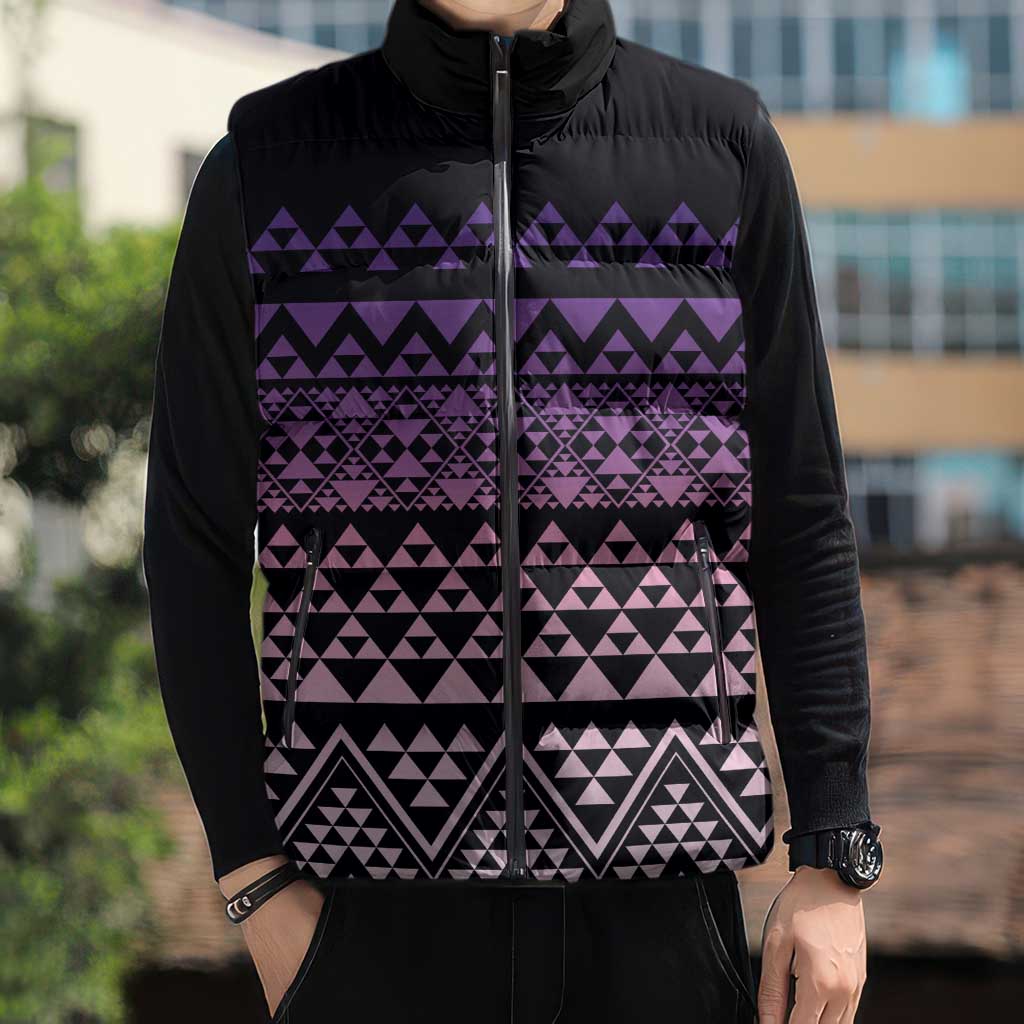 Maori Niho Taniwha Te Wheiao Sleeveless Puffer Jacket Waiporoporo - Aussie Hoodie