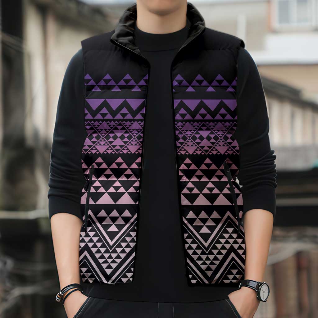 Maori Niho Taniwha Te Wheiao Sleeveless Puffer Jacket Waiporoporo - Aussie Hoodie