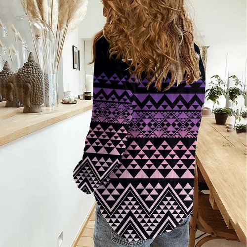 Maori Niho Taniwha Te Wheiao Women Casual Shirt Waiporoporo - Aussie Hoodie