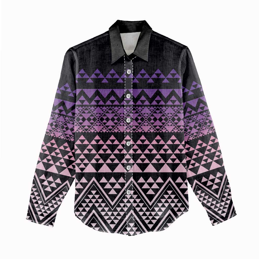 Maori Niho Taniwha Te Wheiao Women Casual Shirt Waiporoporo - Aussie Hoodie