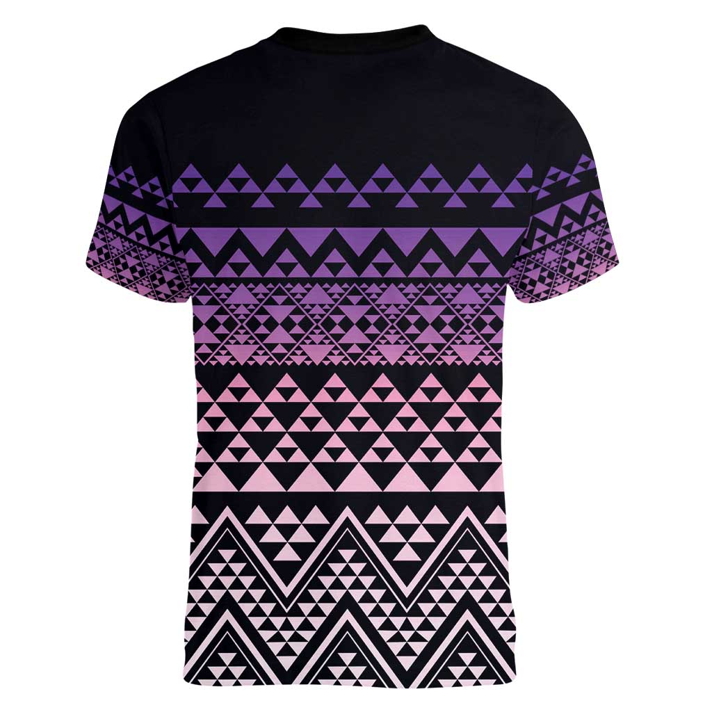 Maori Niho Taniwha Te Wheiao Women V-Neck T-Shirt Waiporoporo - Aussie Hoodie