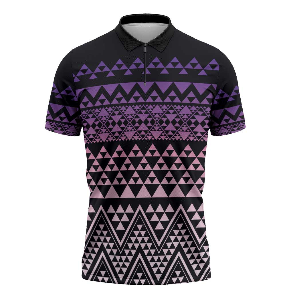 Maori Niho Taniwha Te Wheiao Zipper Polo Shirt Waiporoporo - Aussie Hoodie