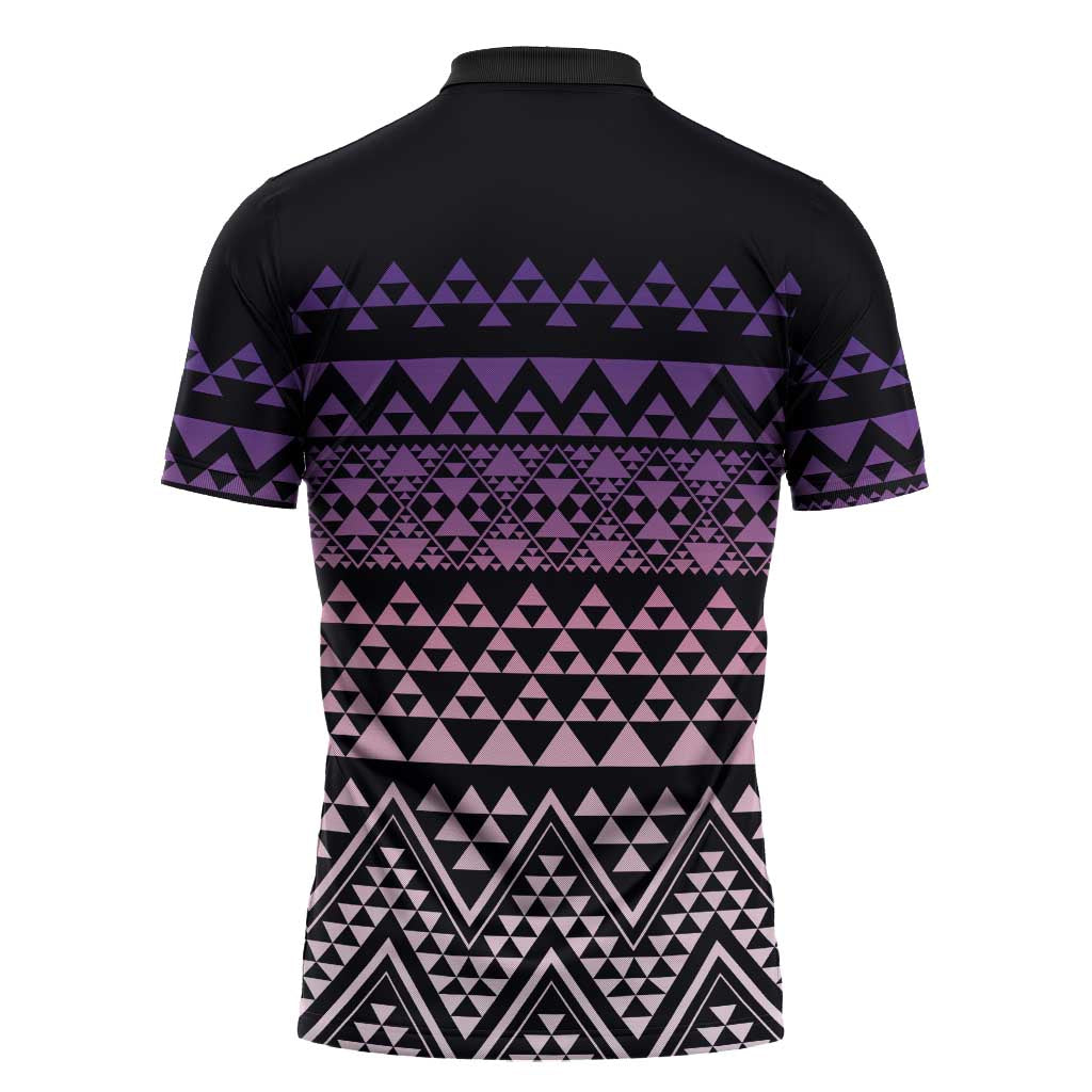 Maori Niho Taniwha Te Wheiao Zipper Polo Shirt Waiporoporo - Aussie Hoodie