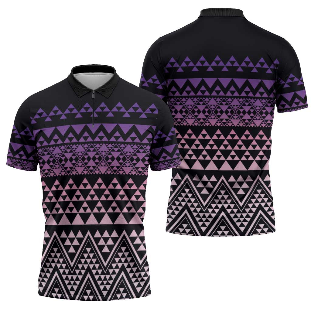 Maori Niho Taniwha Te Wheiao Zipper Polo Shirt Waiporoporo - Aussie Hoodie
