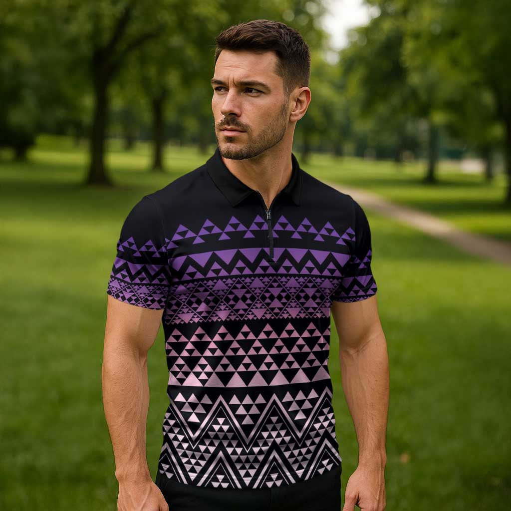 Maori Niho Taniwha Te Wheiao Zipper Polo Shirt Waiporoporo - Aussie Hoodie