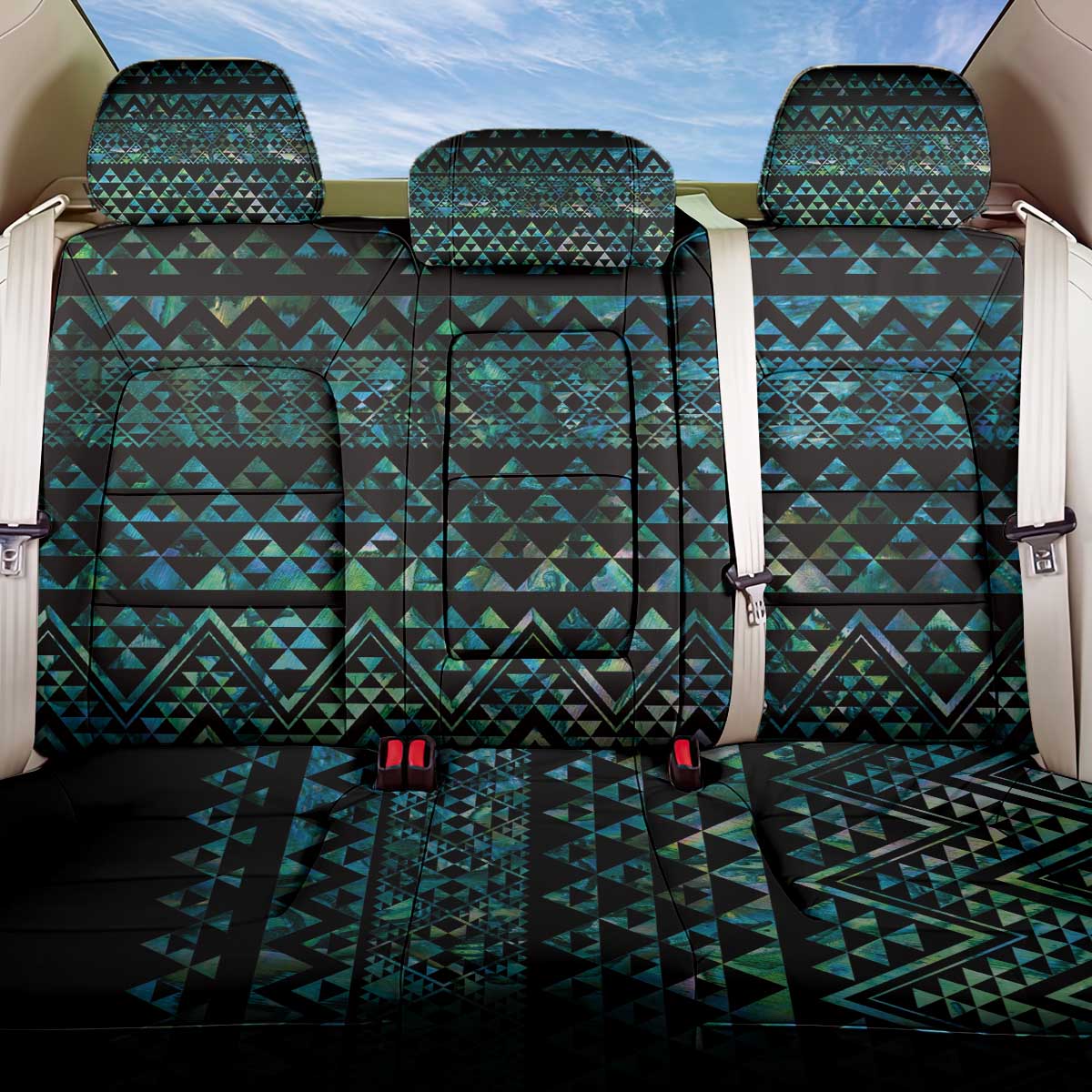 Maori Niho Taniwha Te Wheiao Back Car Seat Cover Paua Shell - Aussie Hoodie