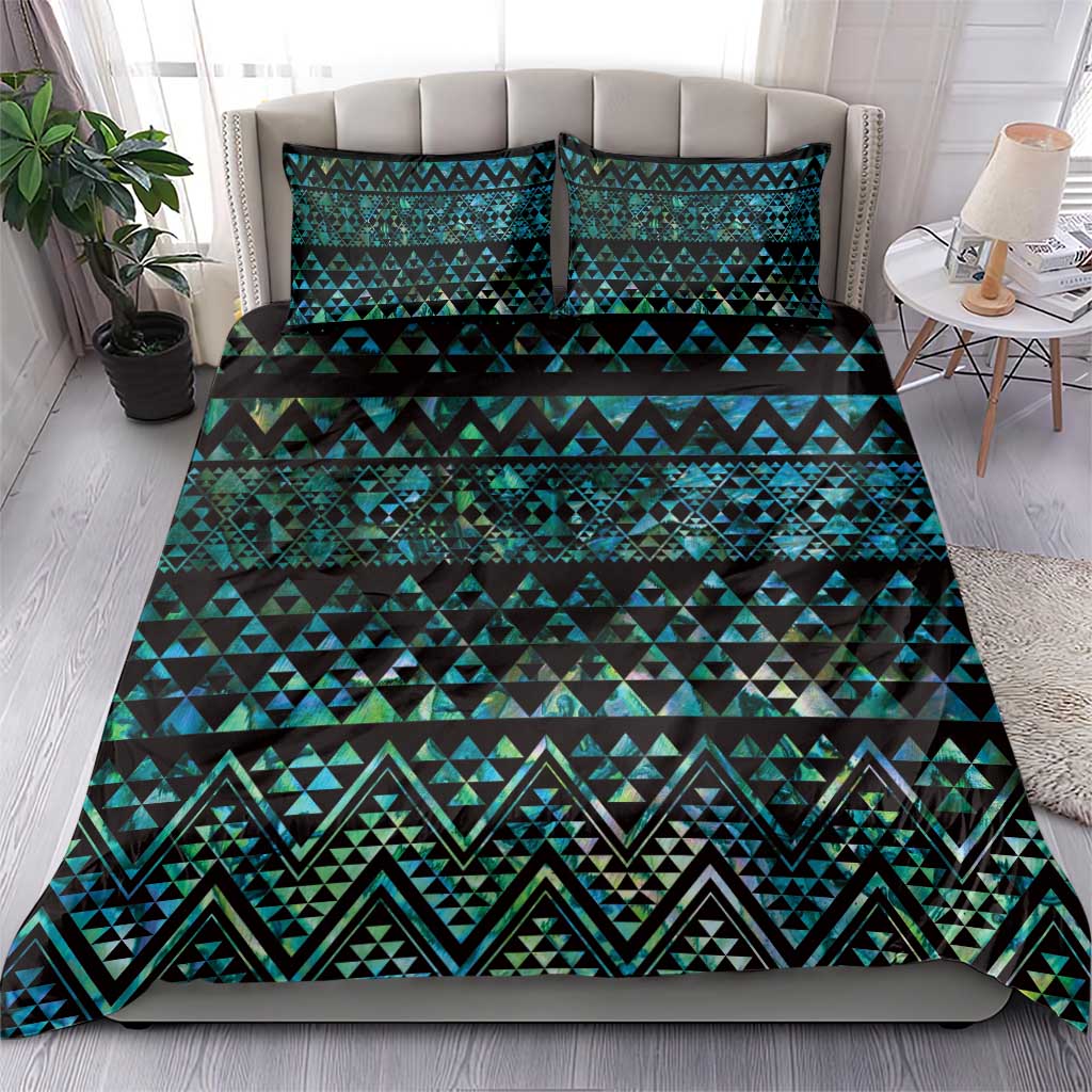Maori Niho Taniwha Te Wheiao Bedding Set Paua Shell - Aussie Hoodie