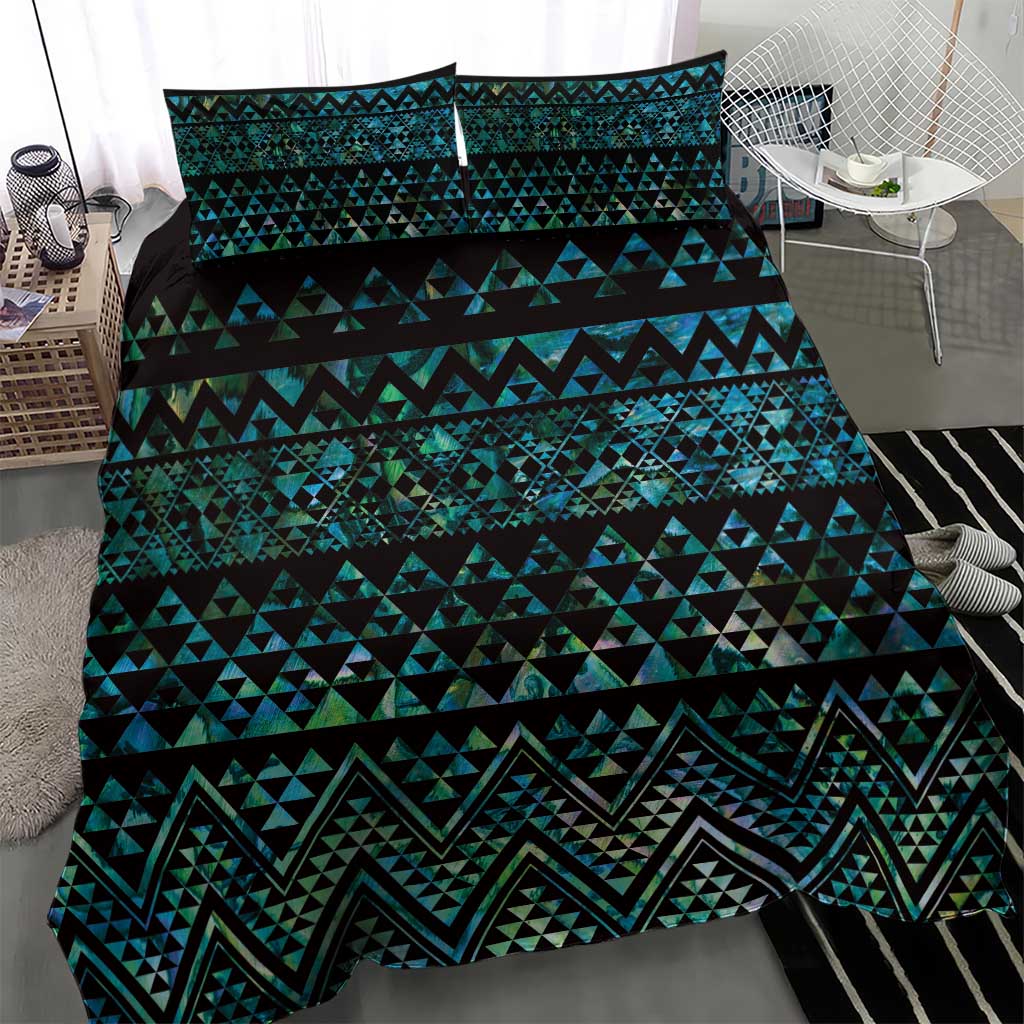 Maori Niho Taniwha Te Wheiao Bedding Set Paua Shell - Aussie Hoodie
