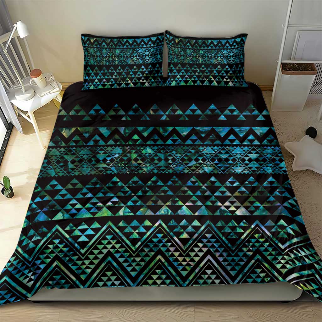 Maori Niho Taniwha Te Wheiao Bedding Set Paua Shell - Aussie Hoodie