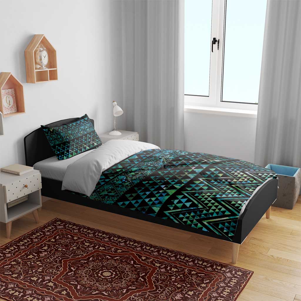 Maori Niho Taniwha Te Wheiao Bedding Set Paua Shell - Aussie Hoodie