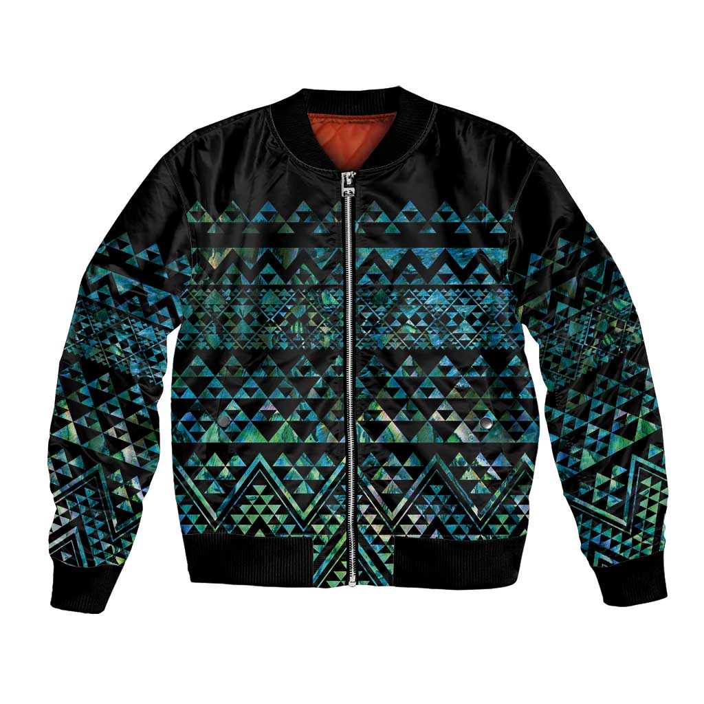 Maori Niho Taniwha Te Wheiao Bomber Jacket Paua Shell - Aussie Hoodie