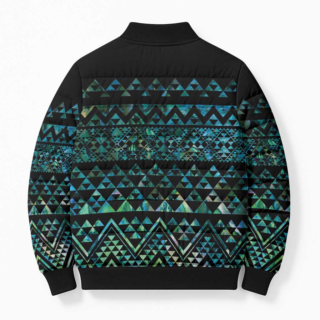 Maori Niho Taniwha Te Wheiao Bomber Puffer Jacket Paua Shell - Aussie Hoodie