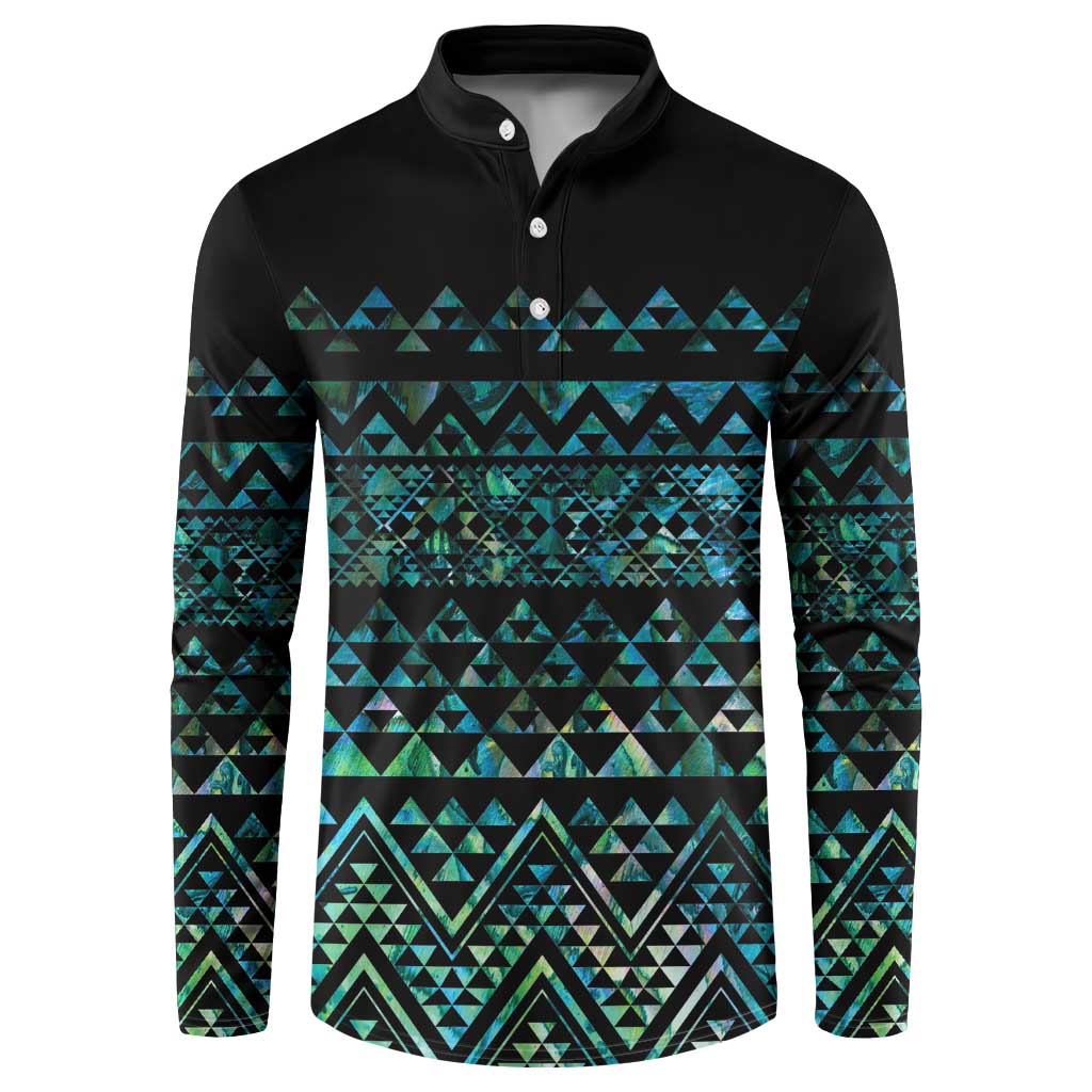 Maori Niho Taniwha Te Wheiao Button Sweatshirt Paua Shell - Aussie Hoodie