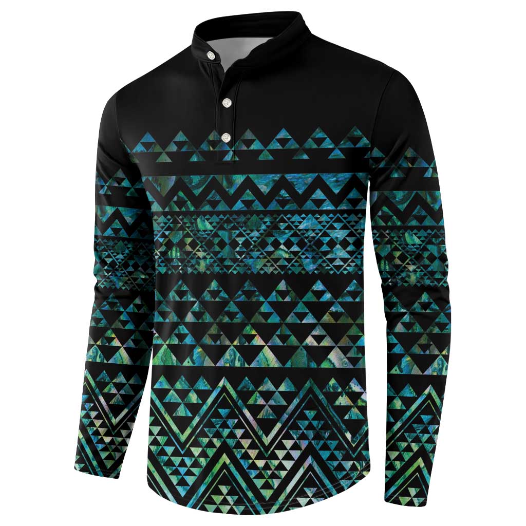 Maori Niho Taniwha Te Wheiao Button Sweatshirt Paua Shell - Aussie Hoodie