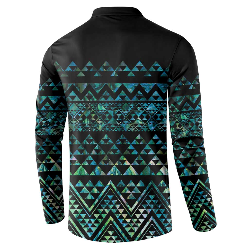 Maori Niho Taniwha Te Wheiao Button Sweatshirt Paua Shell - Aussie Hoodie