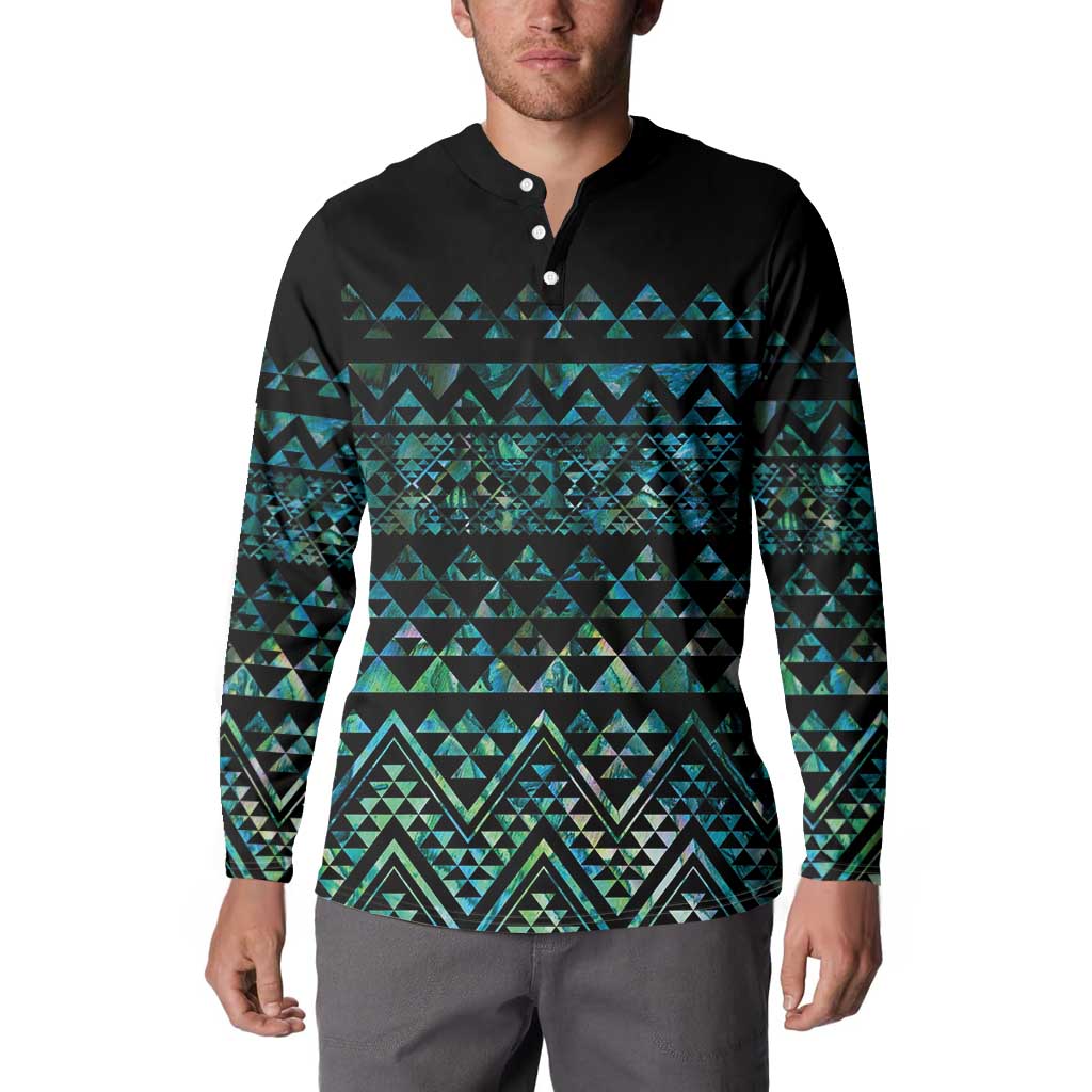 Maori Niho Taniwha Te Wheiao Button Sweatshirt Paua Shell - Aussie Hoodie