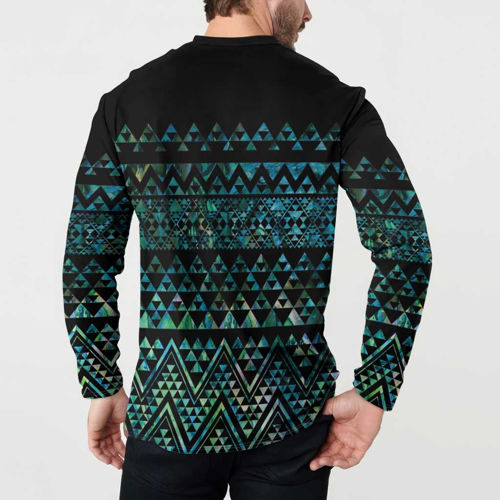 Maori Niho Taniwha Te Wheiao Button Sweatshirt Paua Shell - Aussie Hoodie