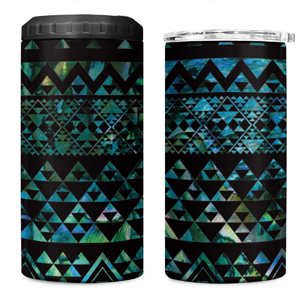 Maori Niho Taniwha Te Wheiao 4 in 1 Can Cooler Tumbler Paua Shell - Aussie Hoodie